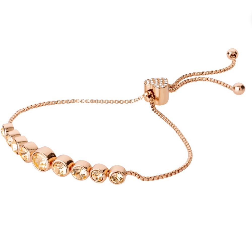 BELIEVE BY BRILLIANCE ROSE GOLD 14k GOLD FLASH PLATED CRYSTAL BRACELET N…